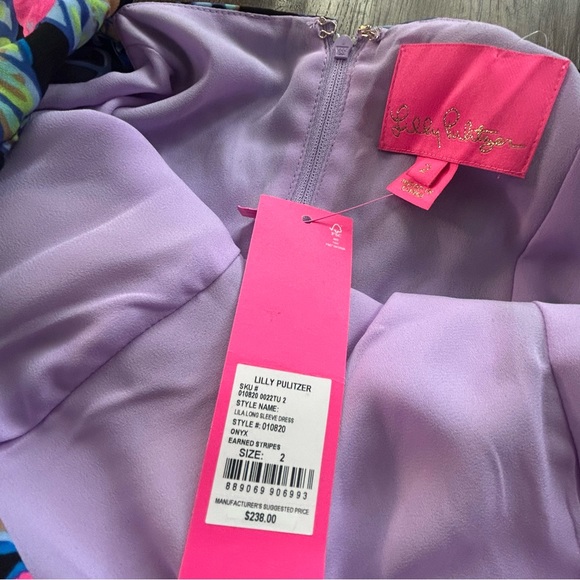 Lilly Pulitzer Lila Long Sleeve Dress Onyx Earned Stripes - Picture 9 of 16